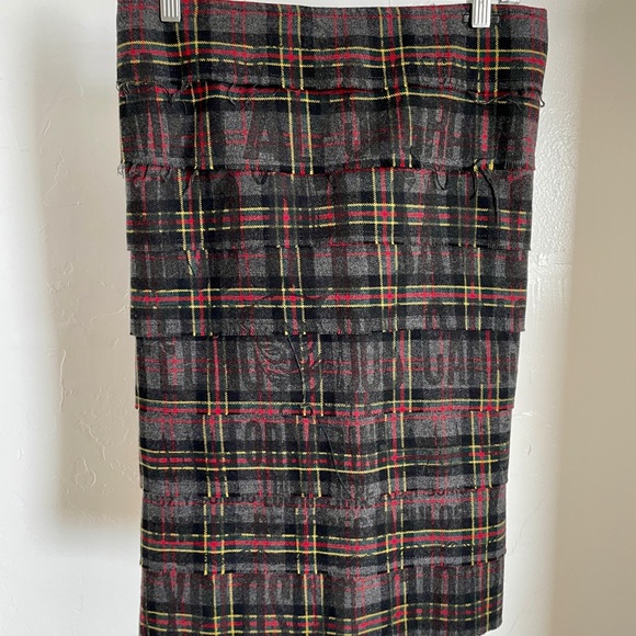 FORNARINA Italy PLAID Wool PUNK Rock GRAFFITI and BUCKLES SKIRT Size Medium - Picture 11 of 15
